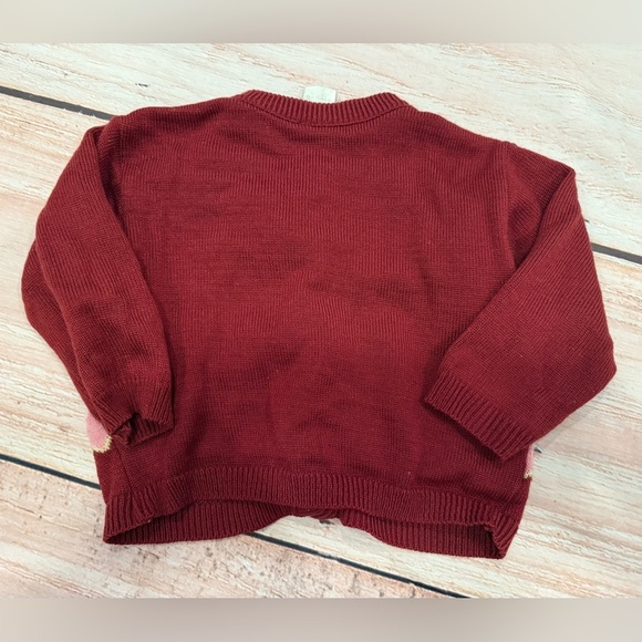 Baby girl vintage 90s sweater knit teddy bear Bow Buttons 18 Months - Picture 3 of 4